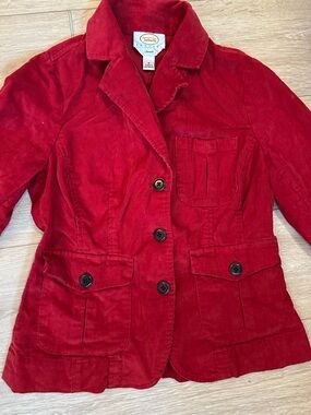 Talbots Red Corduroy Button-Front Blazer